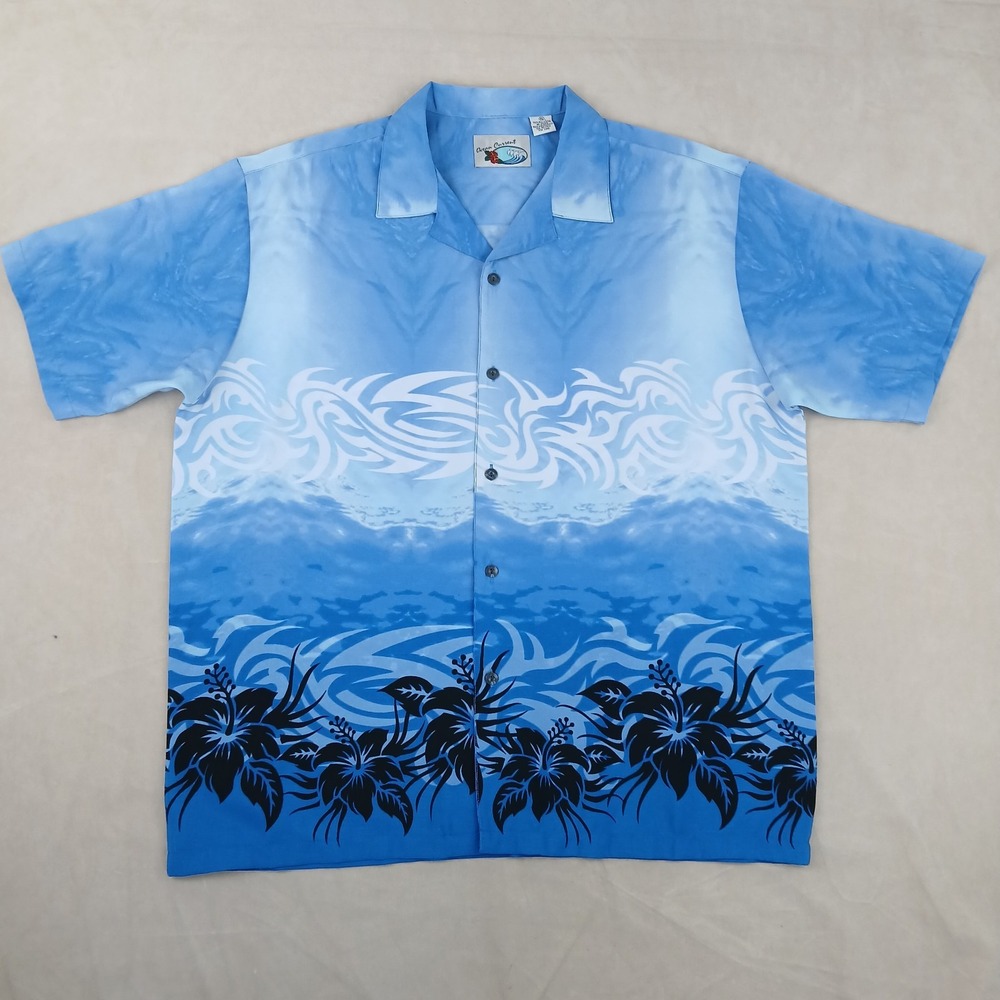 VTG Ocean Current XL Mens Shirt 90s Tribal JnCo Baggy 26x30